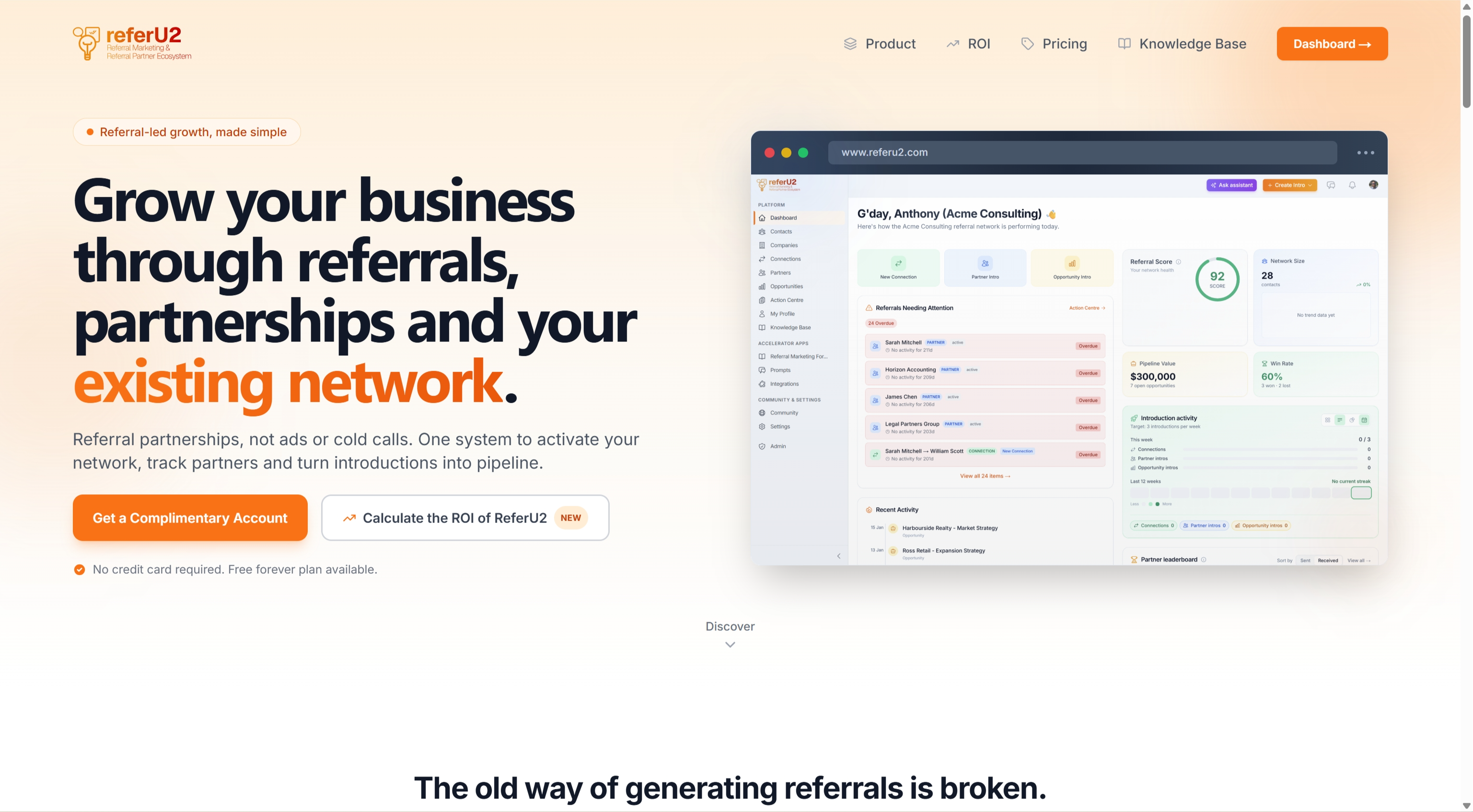 The ReferU2 referral marketing platform homepage